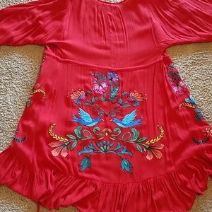 Boho, embroidered, short duster/beach coverup